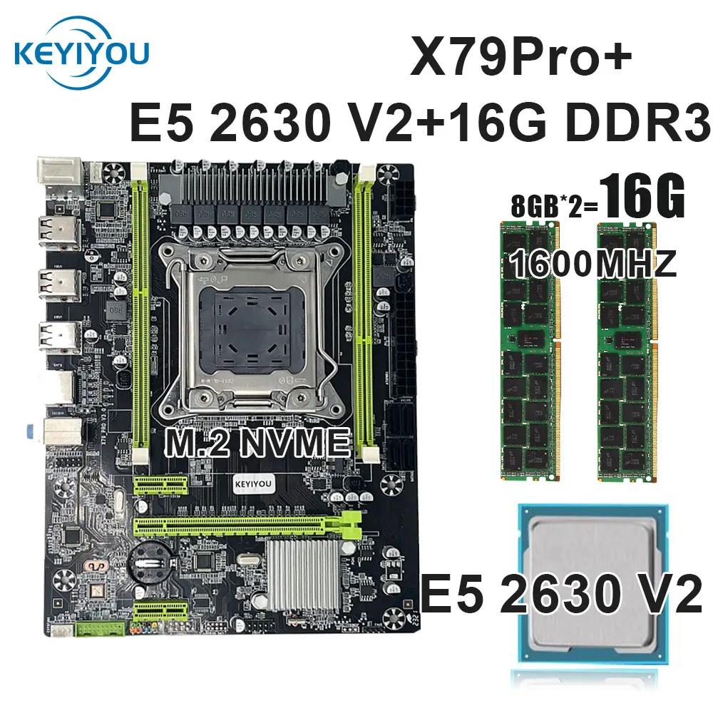 KEYIYOU X79 PRO Ʈ, LGA2011 E5 2630 V2, 16GB DDR3 1600MHZ REG ECC ޸ CPU ޺ ŰƮ, PCI-16 NVME M.2  M-ATX 